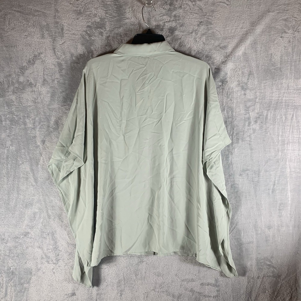 Anne Klein Women's Button Up Top L Blouse Green Aloe lagenlook Oversized NWT‎ - Picture 2 of 9
